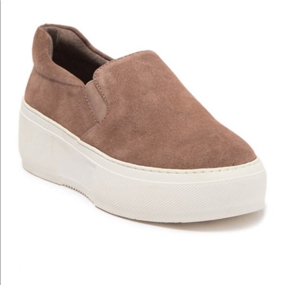 J/SLIDES Platform Cleo Taupe SUEDE SLIP ON Sz 7 Comfy!